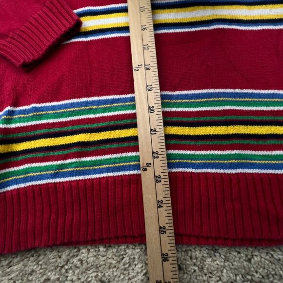 Lauren Ralph Lauren Sweater Striped Colorful Medium Cotton Oversized 1/4 Zip - Picture 3 of 13